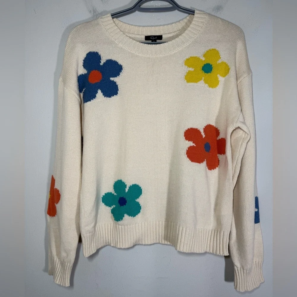 Rails Perci Cotton Sweater Ivory Daisies size S - Picture 4 of 11